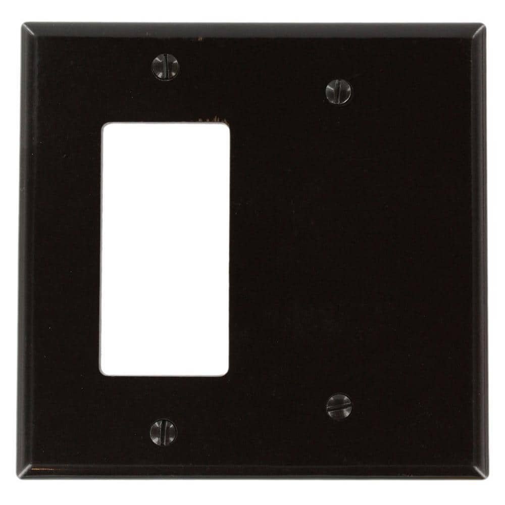 2-Gang Brown 1-Decora/Rocker / 1-Blank Plastic Midway/Midsize Wall Plate (1-Pack) 80608