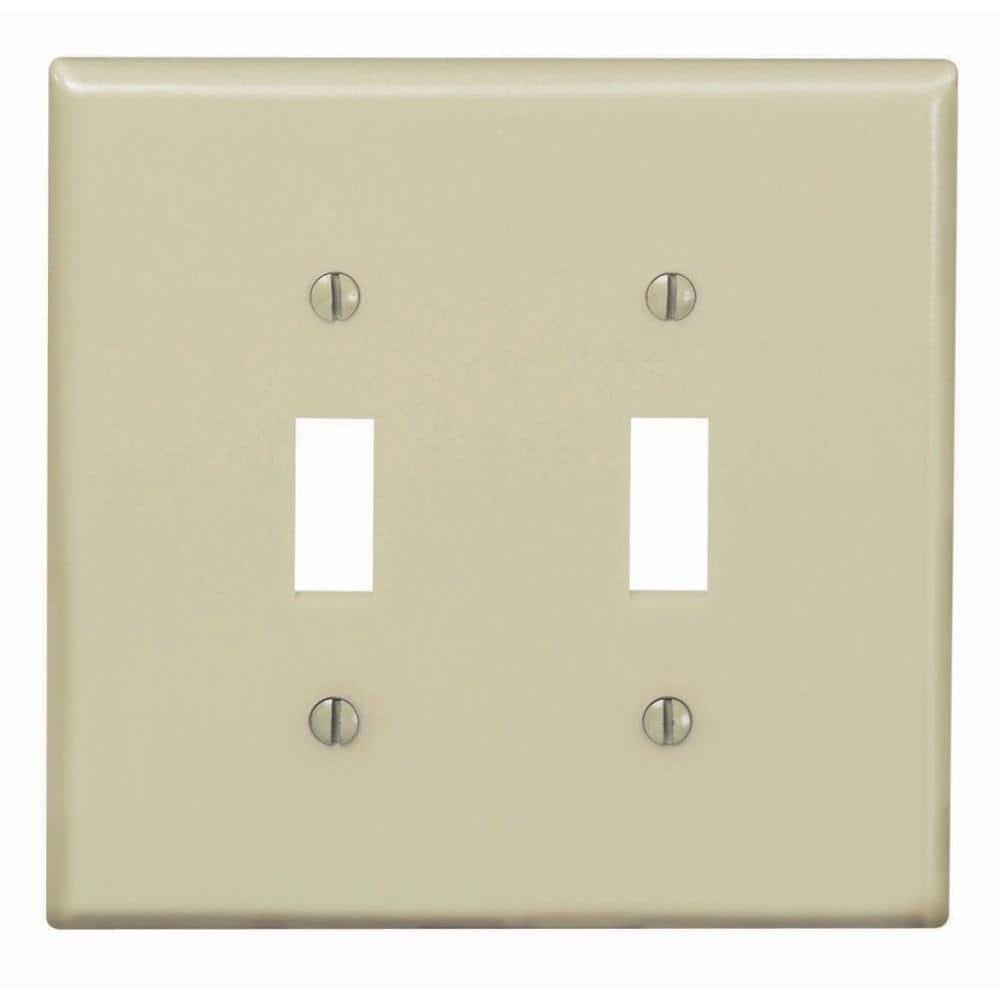 2-Gang Ivory Toggle Nylon Midway/Midsize Wall Plate (1-Pack) 00PJ2-00I