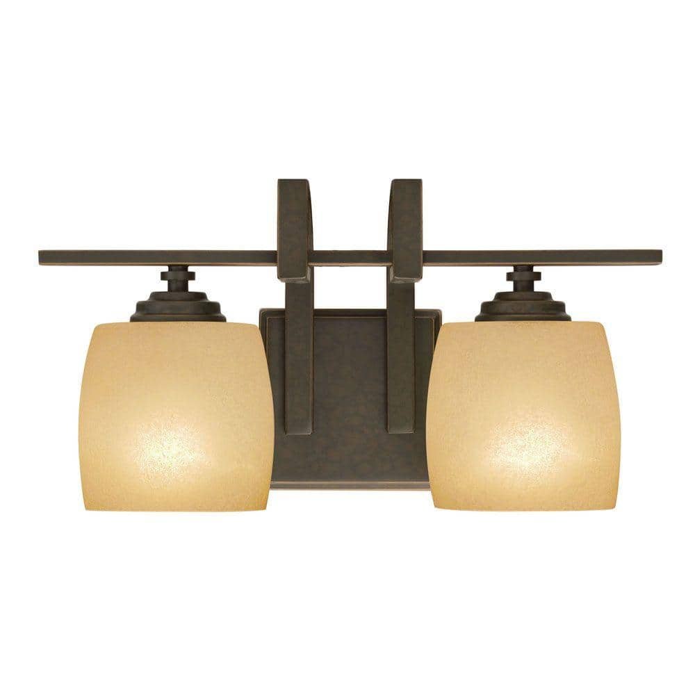 2-Light Bronze Vanity Light with Scavo Glass Shade