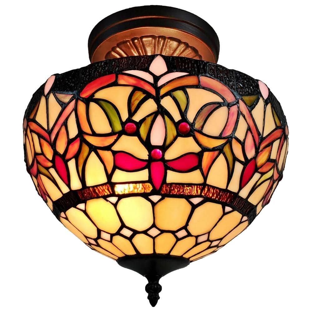 2-Light Tiffany Style Pendant with Glass Shade