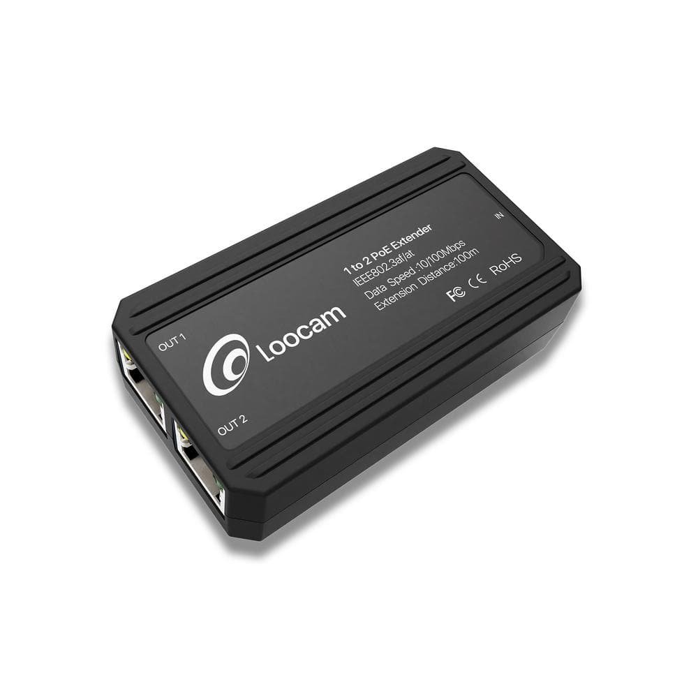 2-Port PoE Extender 10/100Mbps, 1 in 2 Out PoE Repeater IEEE802.3af/at Compliance