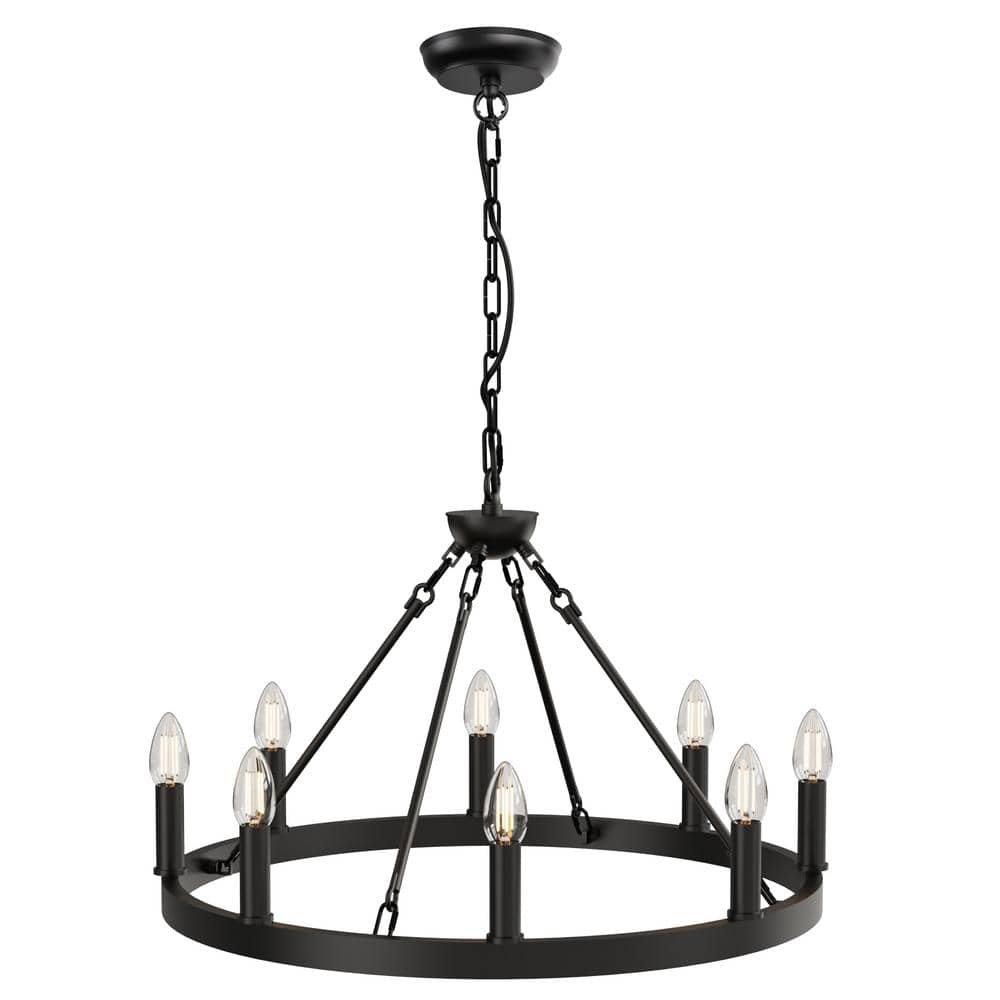 20 in. 6-Lights Black Wagon Wheel Chandeliers, Farmhouse Wrought Iron Light Fixture...