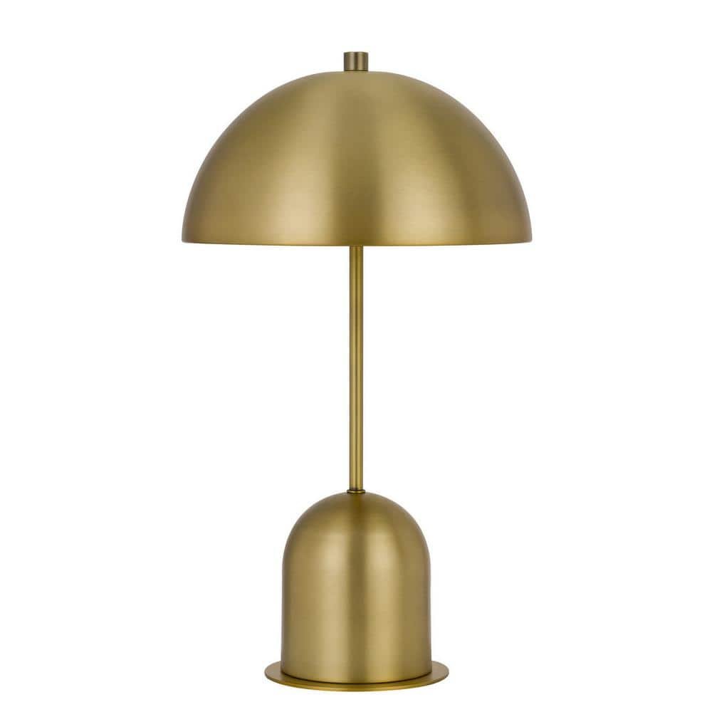 20 in. Antiqued Brass Metal Desk Table Lamp with Antiqued Brass Dome...