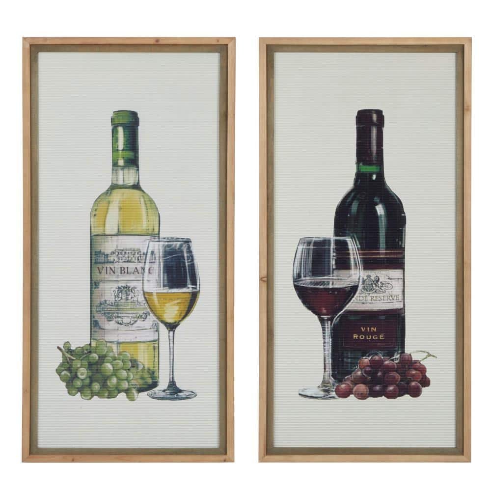 20 in. x 40 in. Large Rectangular Wine Canvas Wall Pair Art...