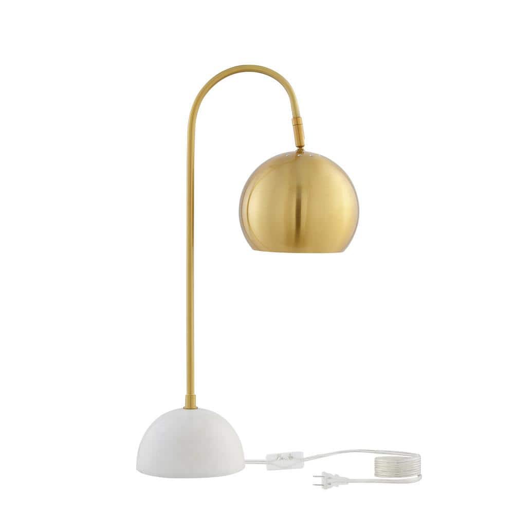 24 in. Brass Modern Integrated LED Bedside Table Lamp with Brass Metal...