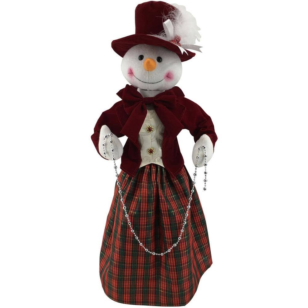 24 in. Christmas Victorian Snowman with Beads and Music