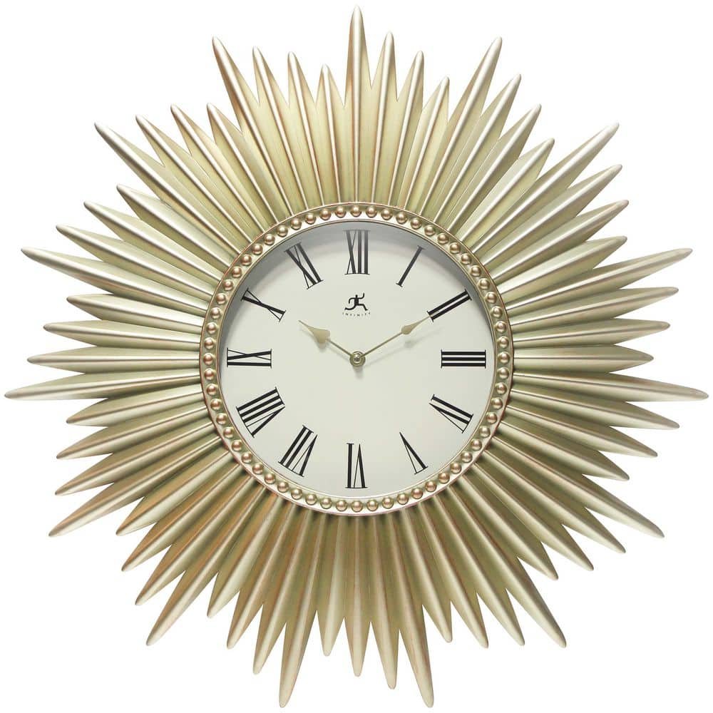24 in. Gold Plastic Case Sunburst Wall Clock