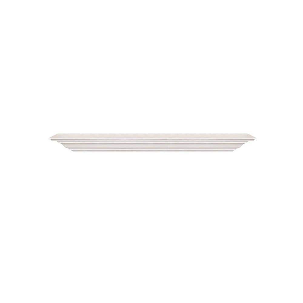 24 in. W x 5.25 in. D White Solid Wood Floating Decorative...