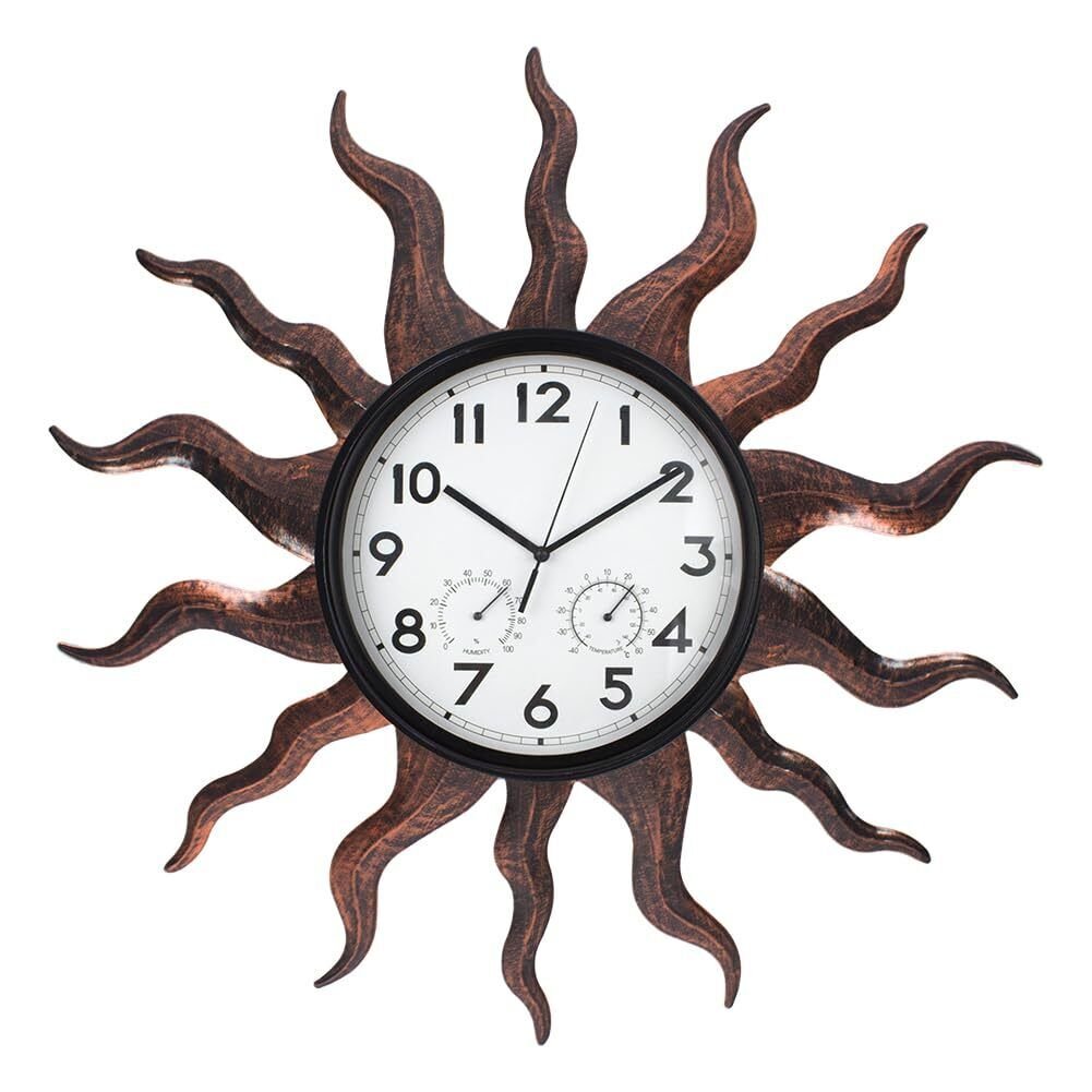 24'' Large Outdoor Clock Silent No-Ticking Retro Outdoor Wall Clock with Ther...