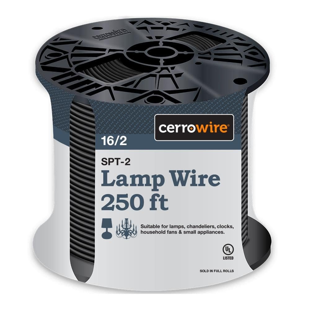 250 ft. 16/2 Black Stranded Copper Lamp Wire
