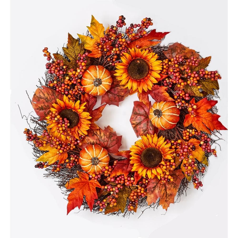 26 in. Artificial Oak Leaf Berry Wreath