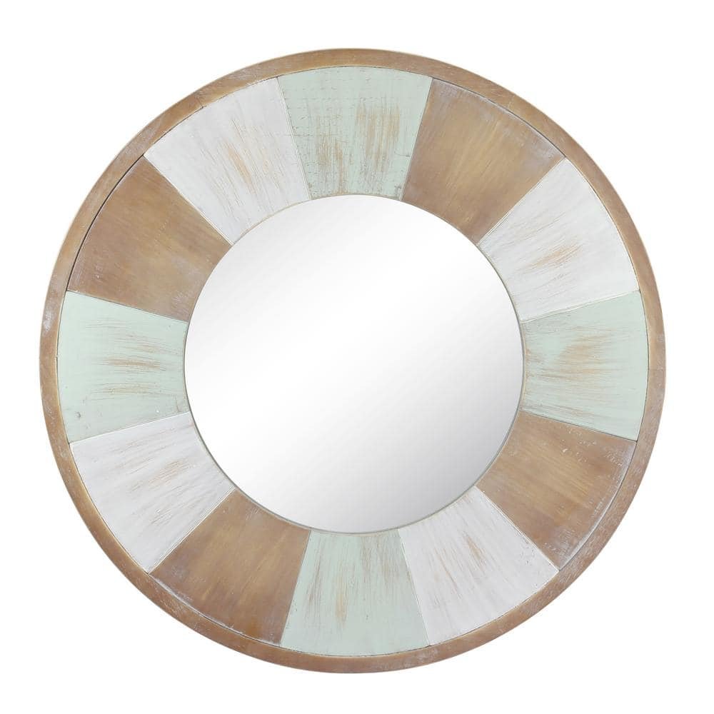 27.5 in. x 27.5 in. Rustic Round Wood Wall Mirror