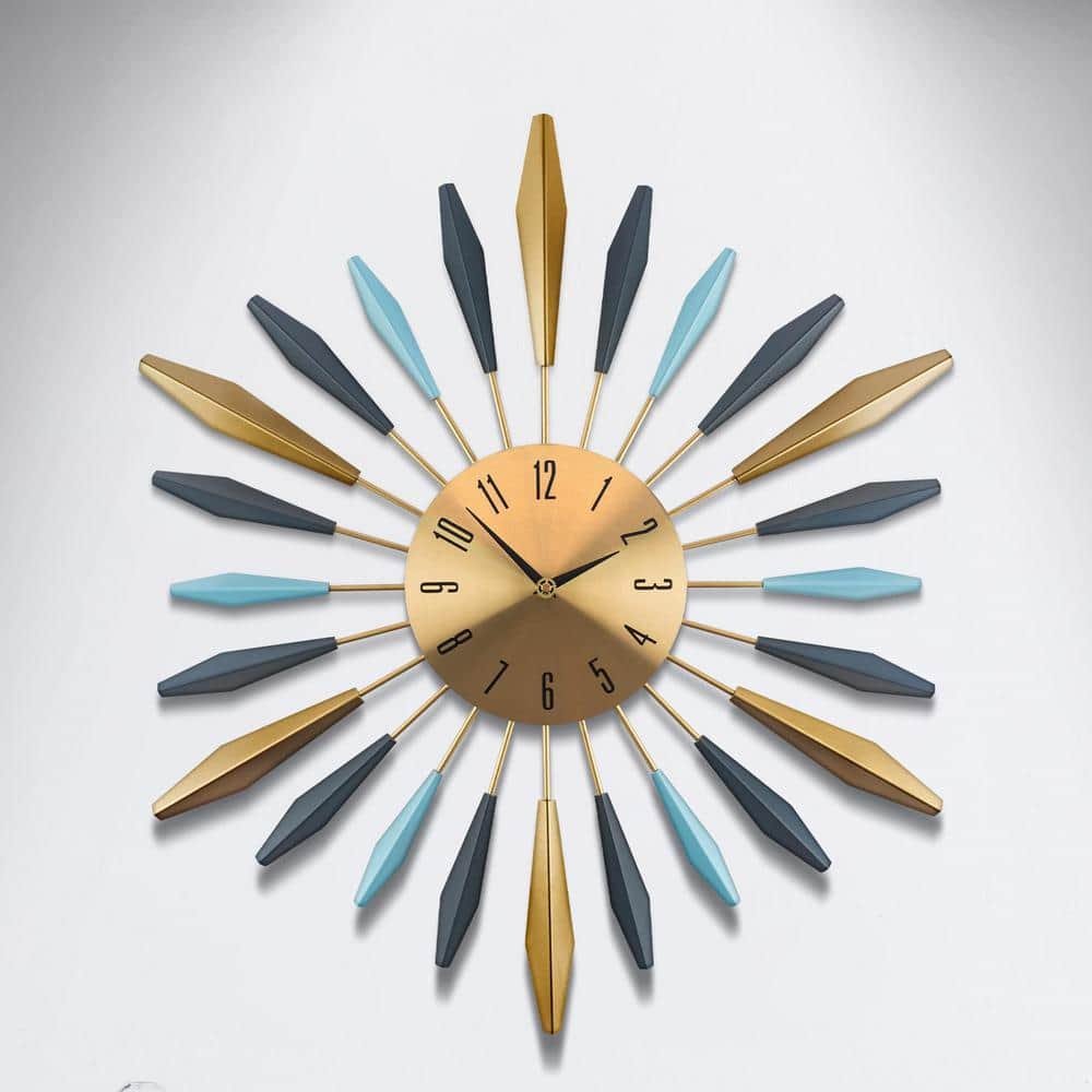 27.6 in. Gold Large Mid Century Wall Clock