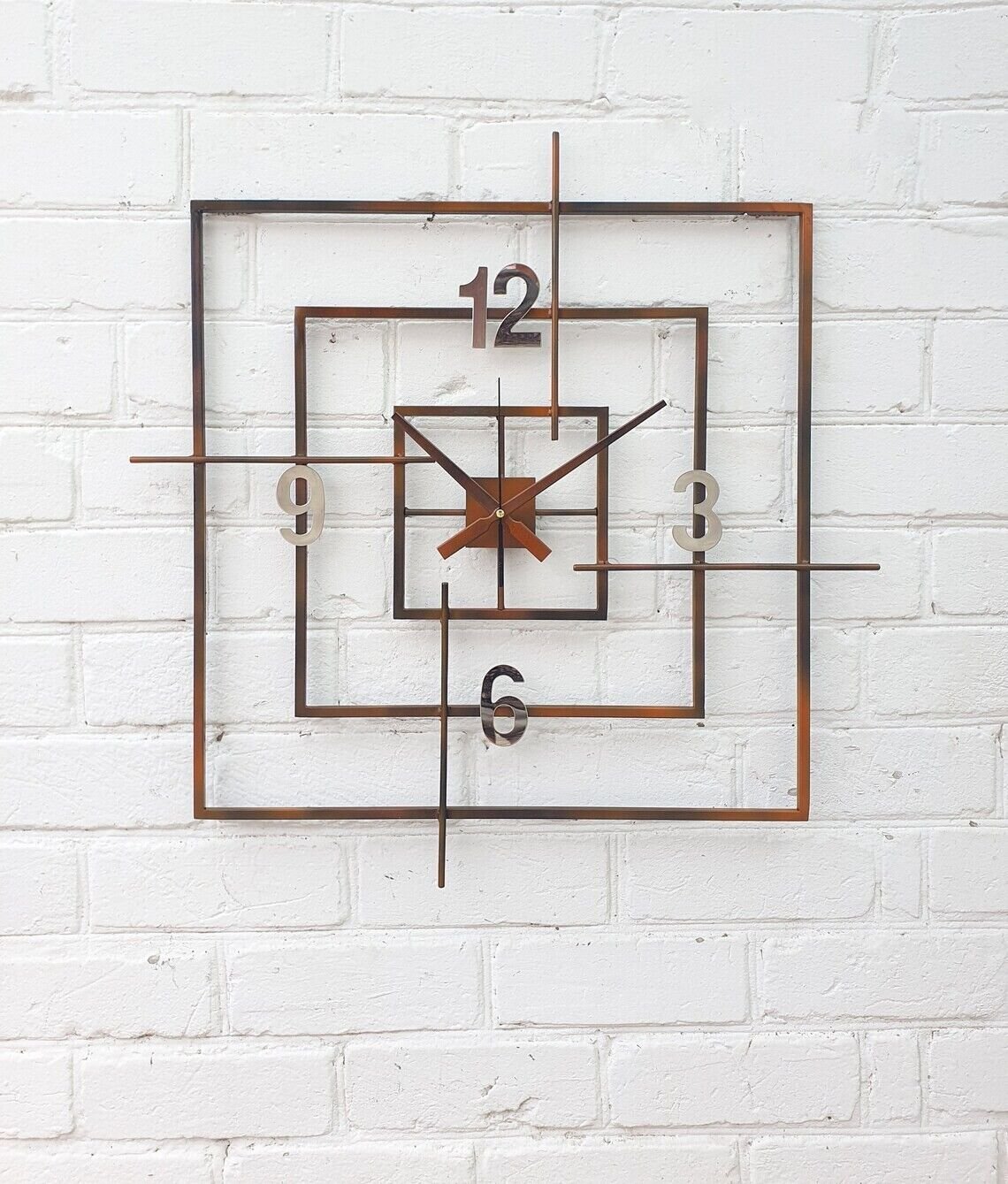 28" Square Wall Clock Large Wall Clock Modern Wall Clock Mid Century Wall Clock