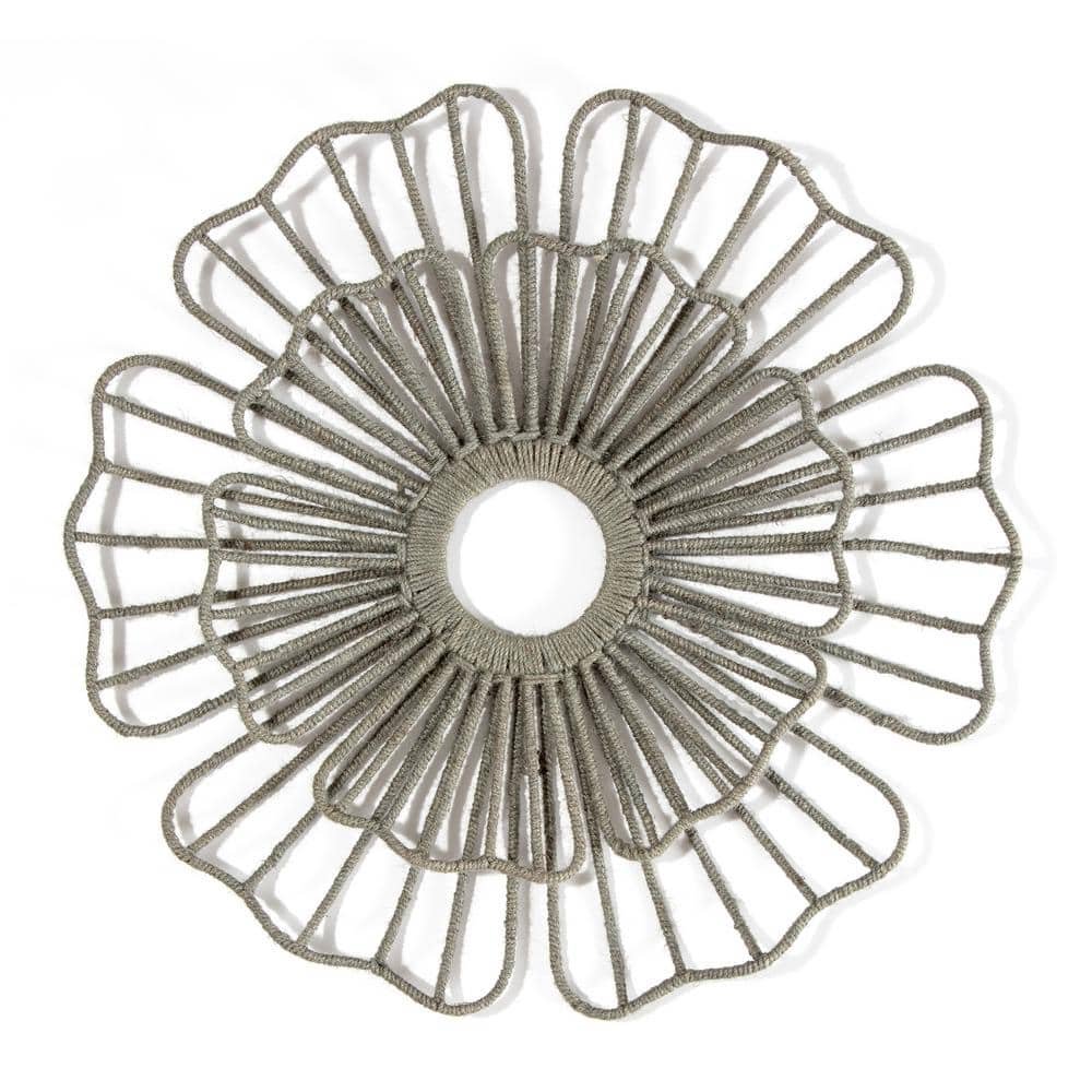 29 in. x 29 in. Harkins Beige Jute Lotus Wall Art