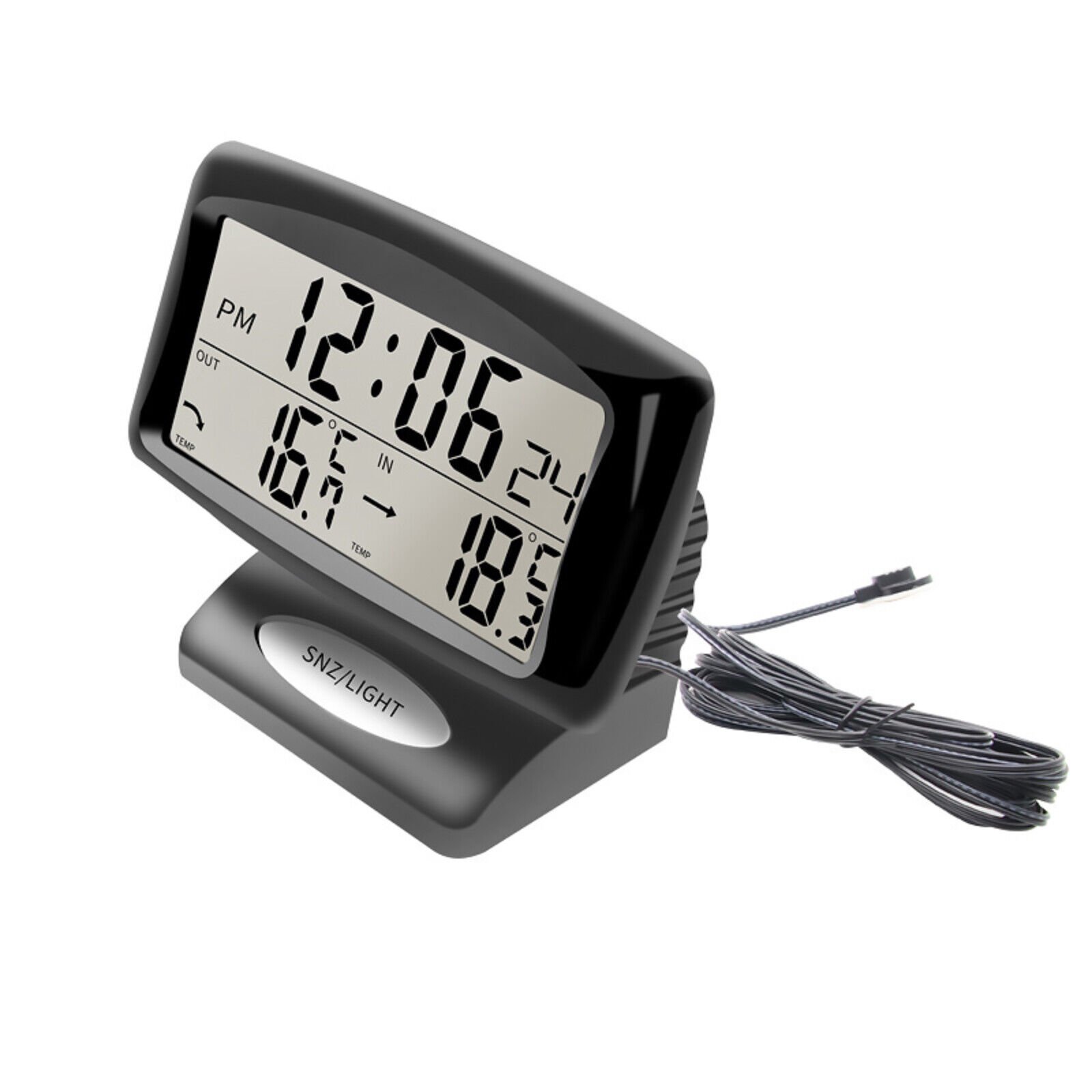 2 in 1 Car Thermometer LED Screen Time Clocks Alarm Calendar Auto In&Outdoor NEW