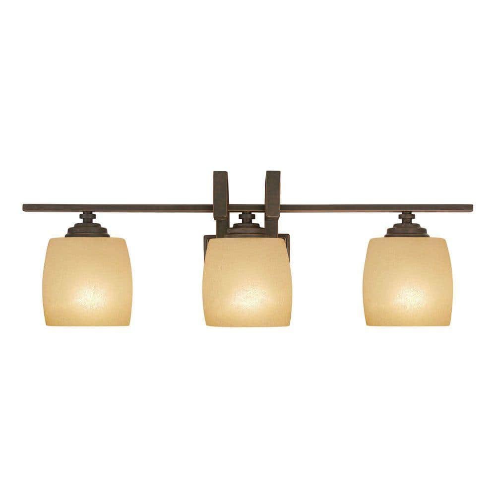 3-Light Bronze Vanity Light with Scavo Glass Shade