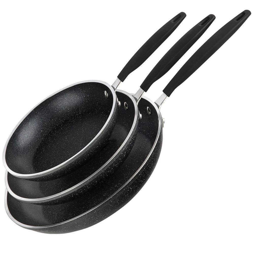 3-Piece Aluminum Nonstick Mineral and Diamond Triple Coated Frying Pan Set in...