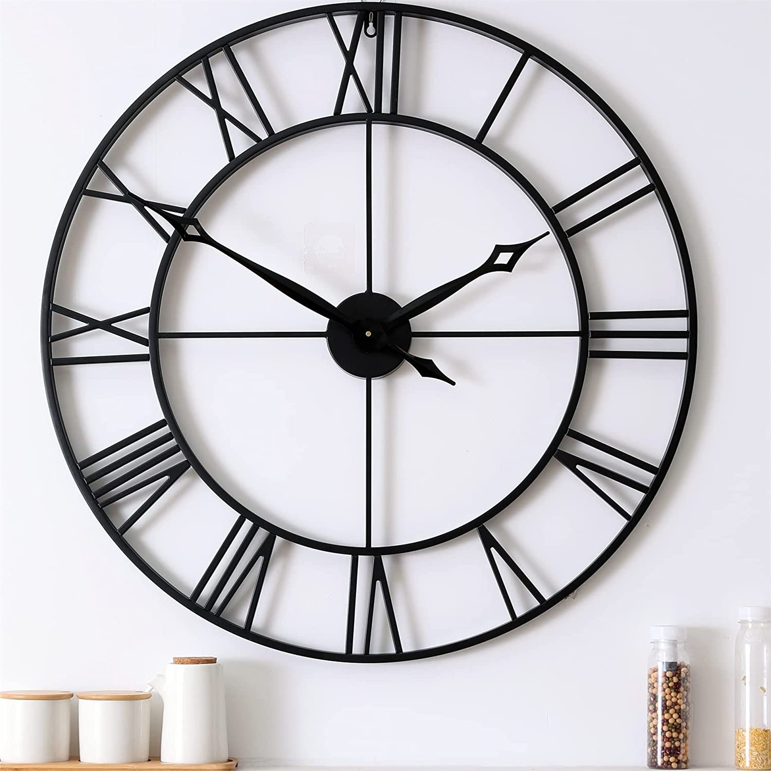 30 Inch Large Wall Clock Modern, Oversized Roman Numeral Decorative Metal Wall C