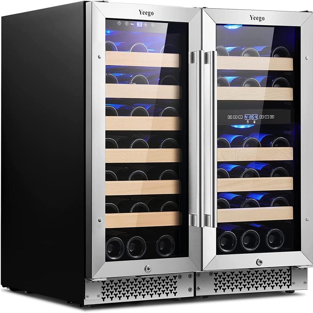 30 in. Triple Zone Cellar Cooling Unit 61-Bottles Wine Cooler Side-by-Side Refrigerators...