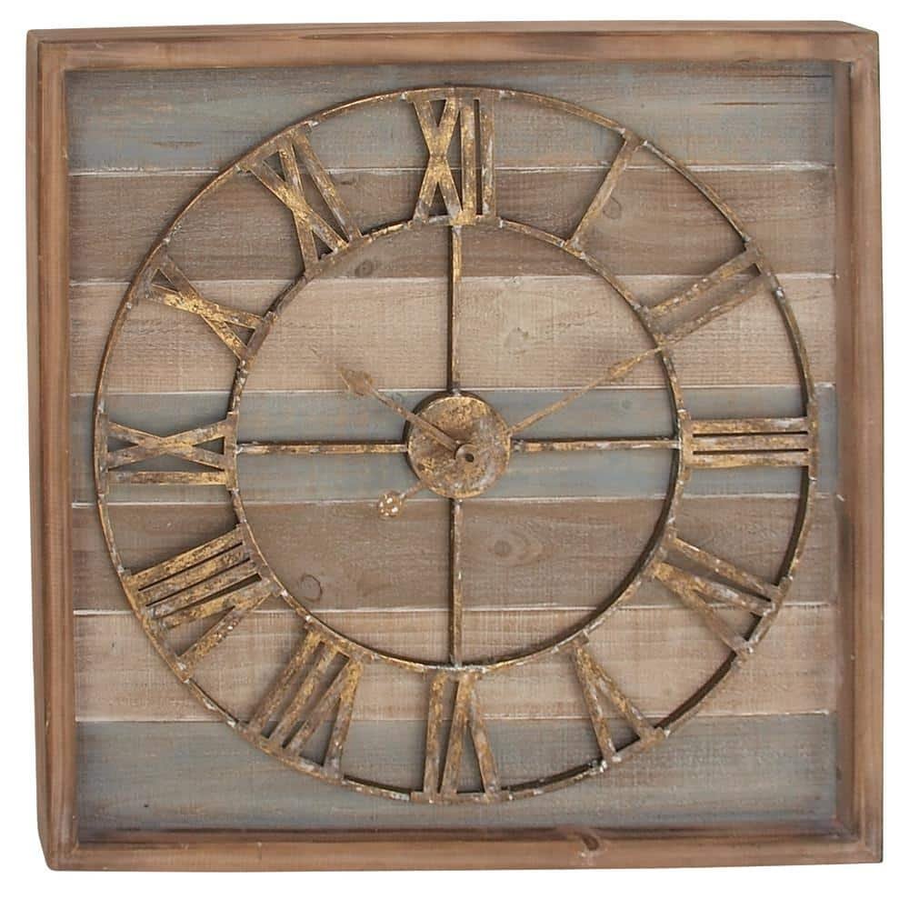 30 in. x 30 in. Brown Metal Wall Clock