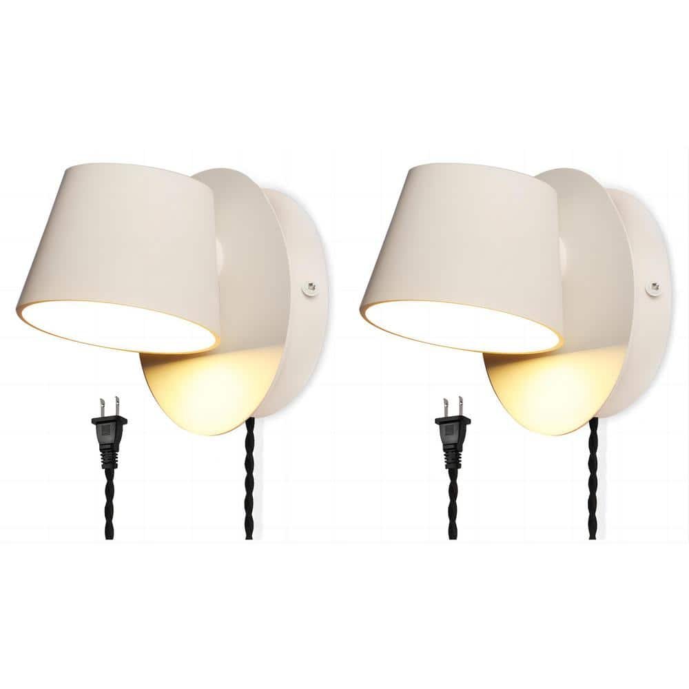 3.5 in 1-Light White LED Wall Lamp with Plug(Pack of 2)