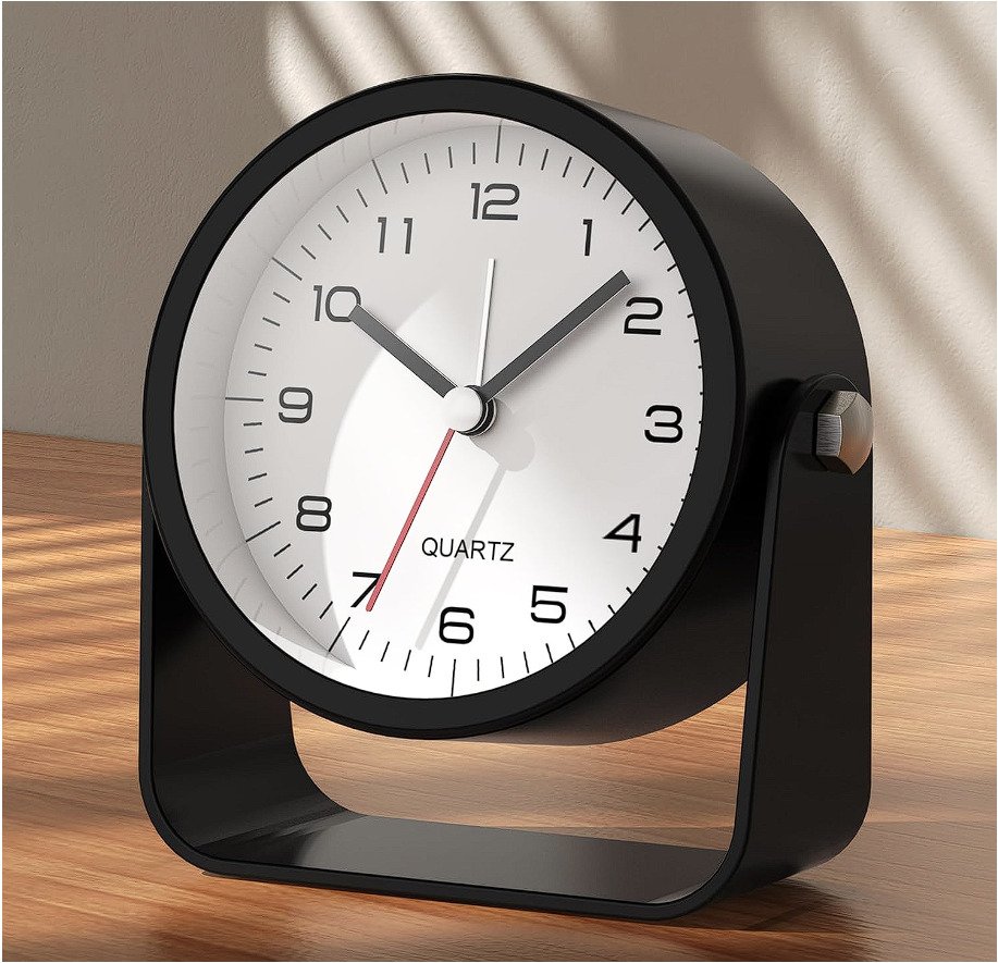 3.5 Inch Small Analog Alarm Clocks,Battery Operated Desk Clock,Cute Table Clock