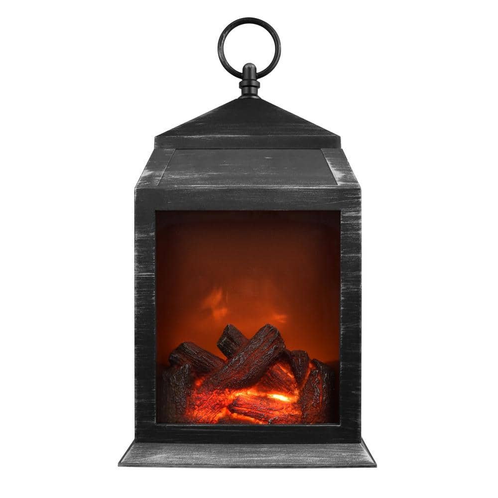 36-Lumen Silver Safe Flameless Fireplace Battery Operated 6-LED Lantern
