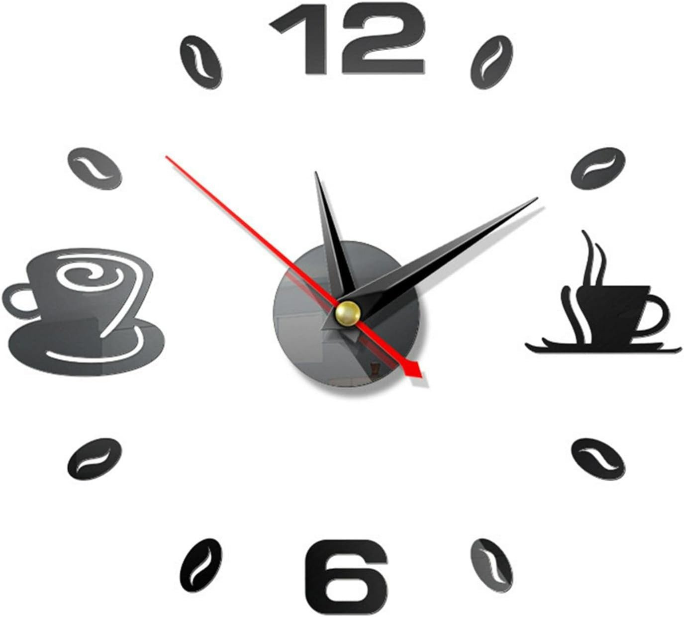 3D DIY Wall Clock, Kitchen Coffee Decor Wall Clocks Frameless Large DIY Wall Clo