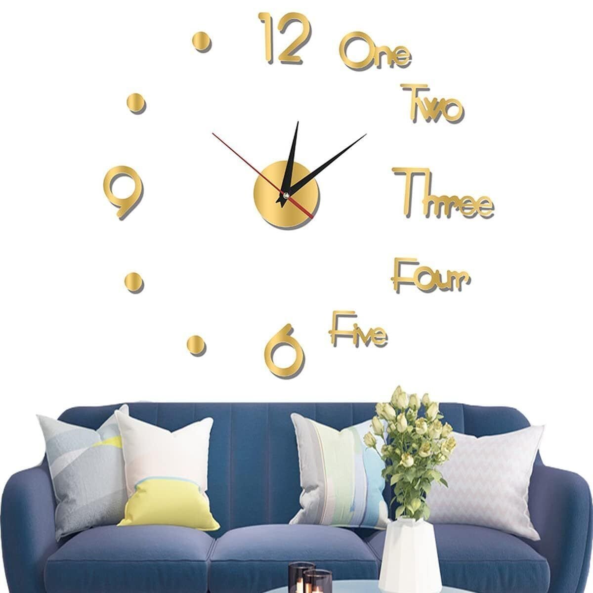 3D Frameless Large DIY Acrylic Wall Clock,Mirror Wall Clock Large Wall Sticker