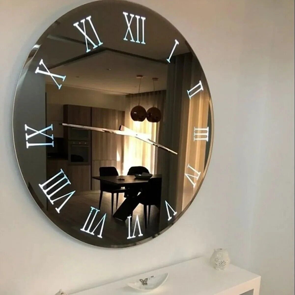 3D Real Mirrored Decorative Wall Clock Modern Design Roman Numeral Large Wall Cl