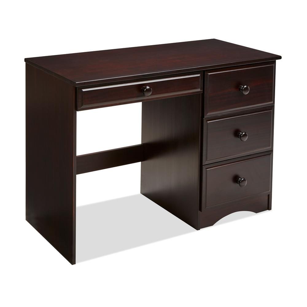 44 in. Rectangular Cappuccino 4 Drawer Writing Desk with Solid Wood Material