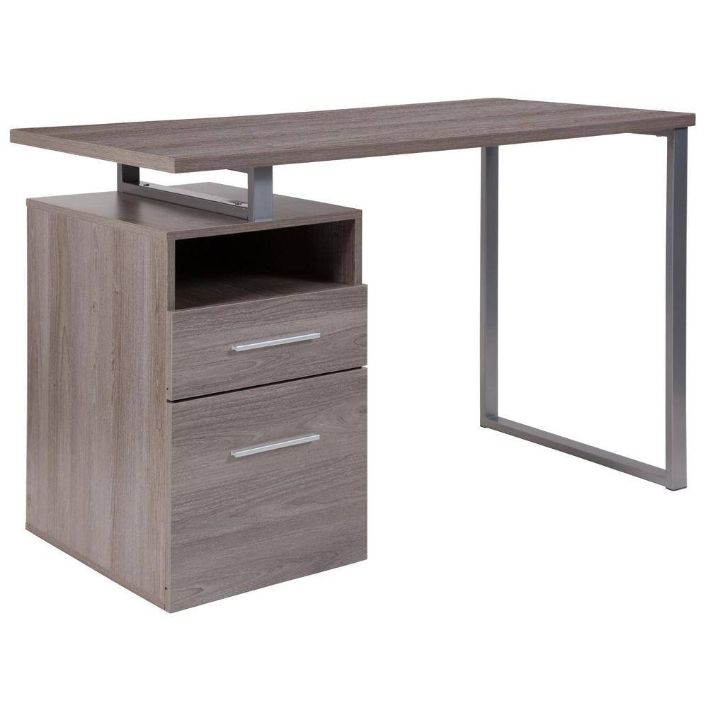 47 in. Rectangular Light Ash 2 Drawer Computer Desks with File Storage