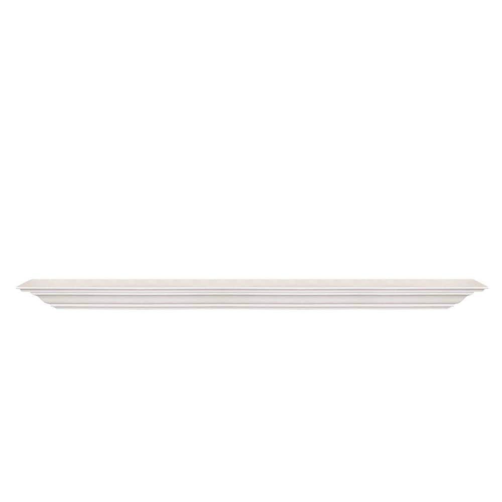 48 in. W x 5.25 in. D White Solid Wood Floating Decorative...