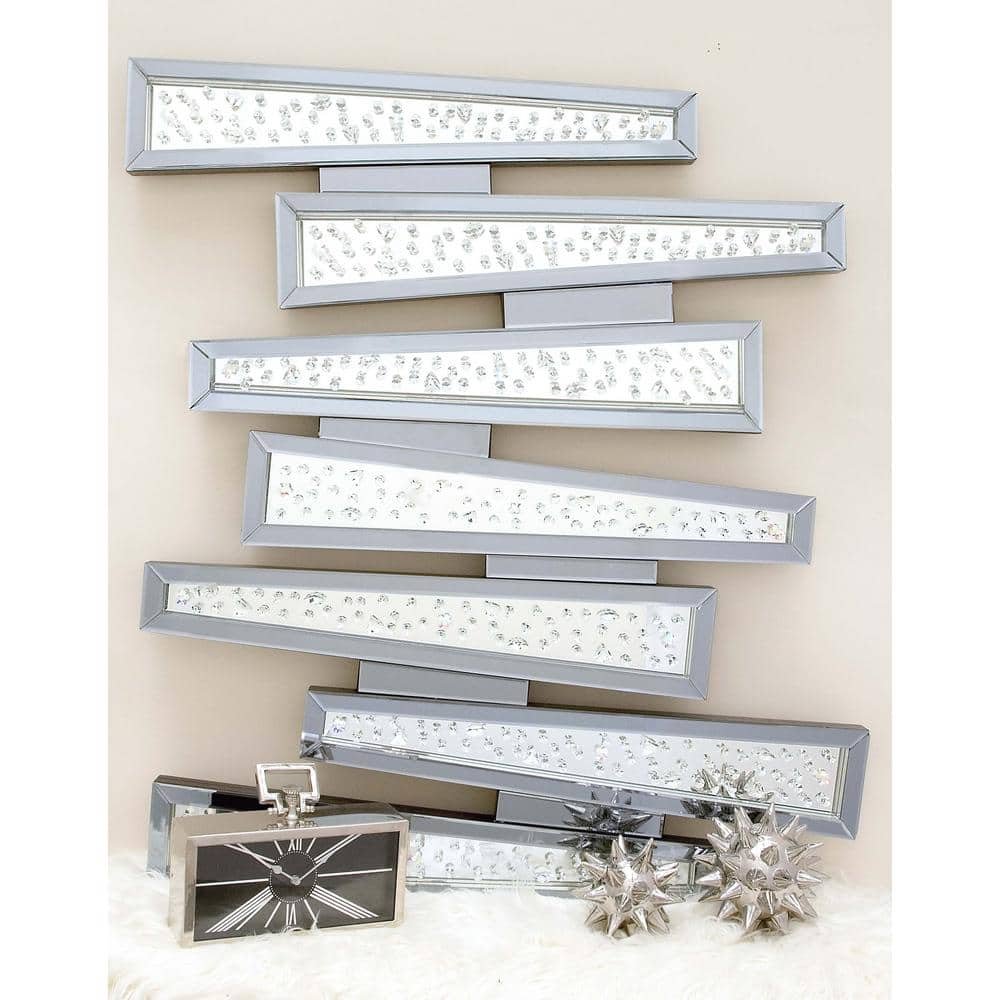 48 in. x 42 in. Pale Teal Skewed Framed Mirror Wall Decor