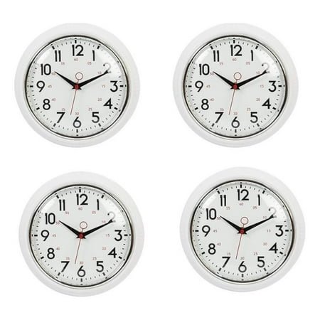 4 Pack Kiera Grace Analog White Wall Clock 9.5 inch