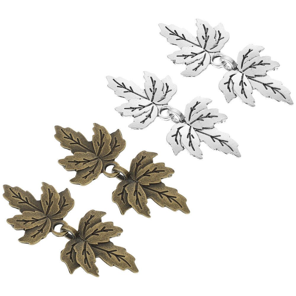 4 Pairs Retro Buckle Cheongsam Frog Buttons Maple Leaf Cloak