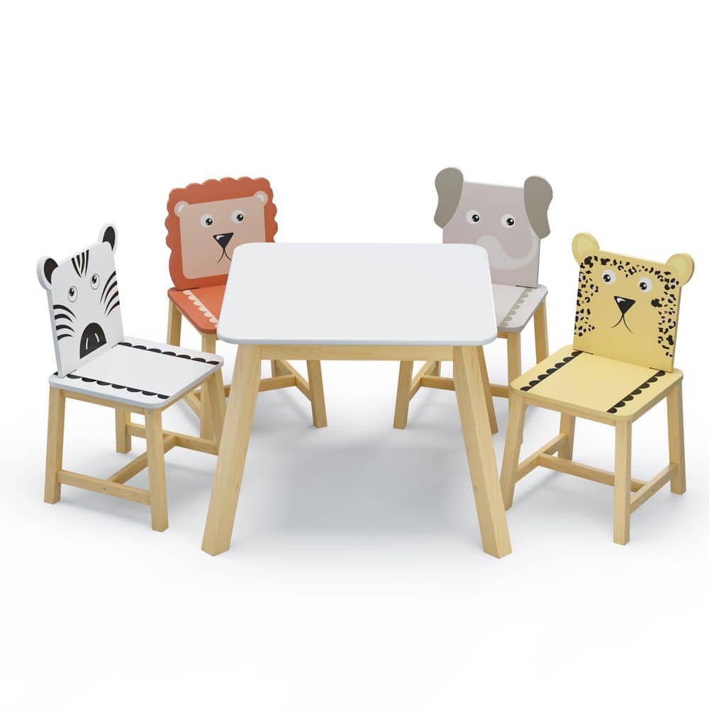 5-Piece MDF Top Kiddy Table and Chair Set with 4 Chairs Set...