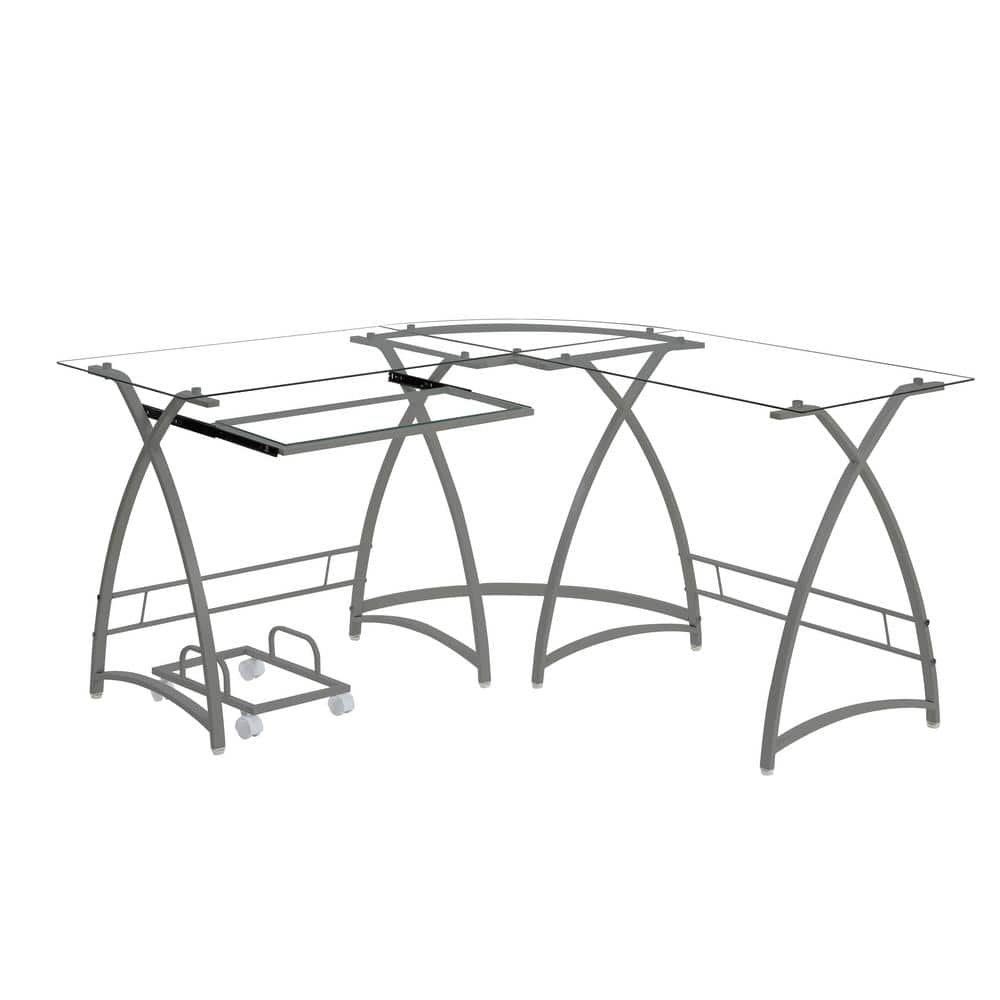 51 in. Silver Home Office L-Shaped Desk Computer Desk Writing Desk