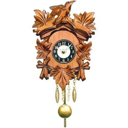 5 . 5 " Engstler Bird and Leaf Battery Operated Cuckoo Wall Clock with Music and Chimes photo 5 . 5 " Engstler Bird and Leaf Battery Operated Cuckoo Wall Clock with Music and Chimes photo