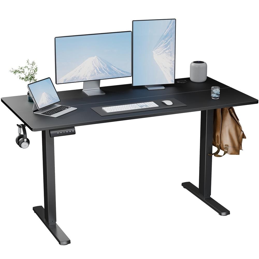 55 in. x 28 in. Black Wood and Iron Home Office Computer...