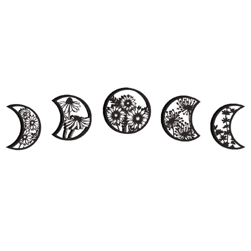 5 Pieces Unframed Moon Phase Wall Decor Boho Hanging Moon Phase 10.63...