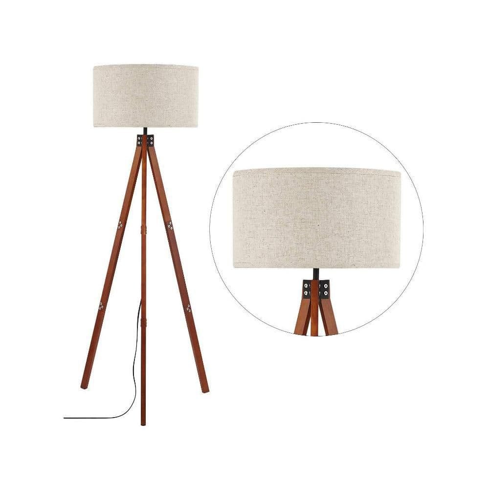 60.6 in. Modern Wood Tripod Floor Lamp with Shade