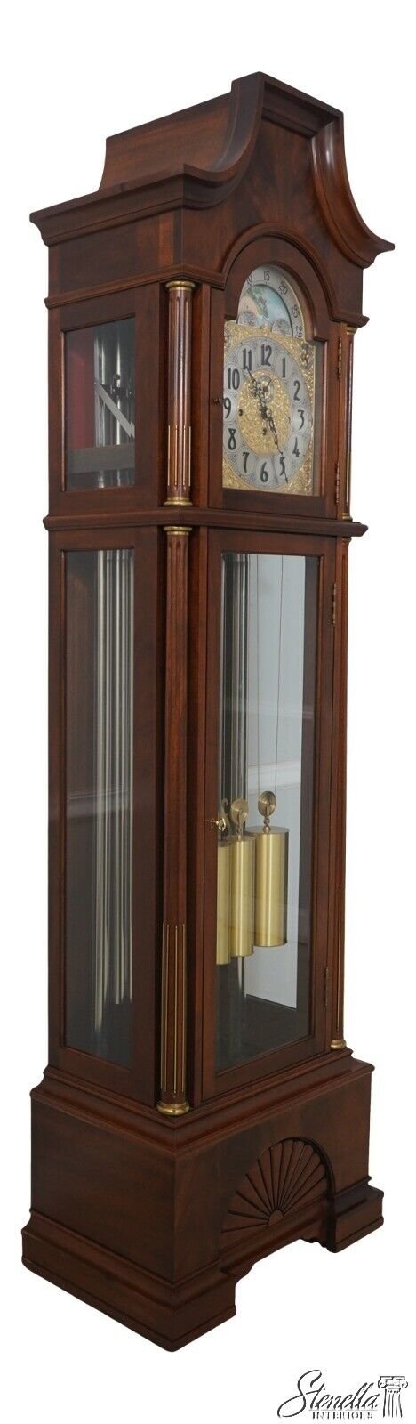 65817EC: HERSCHEDES 9 Tube Mahogany Grandfather Clock
