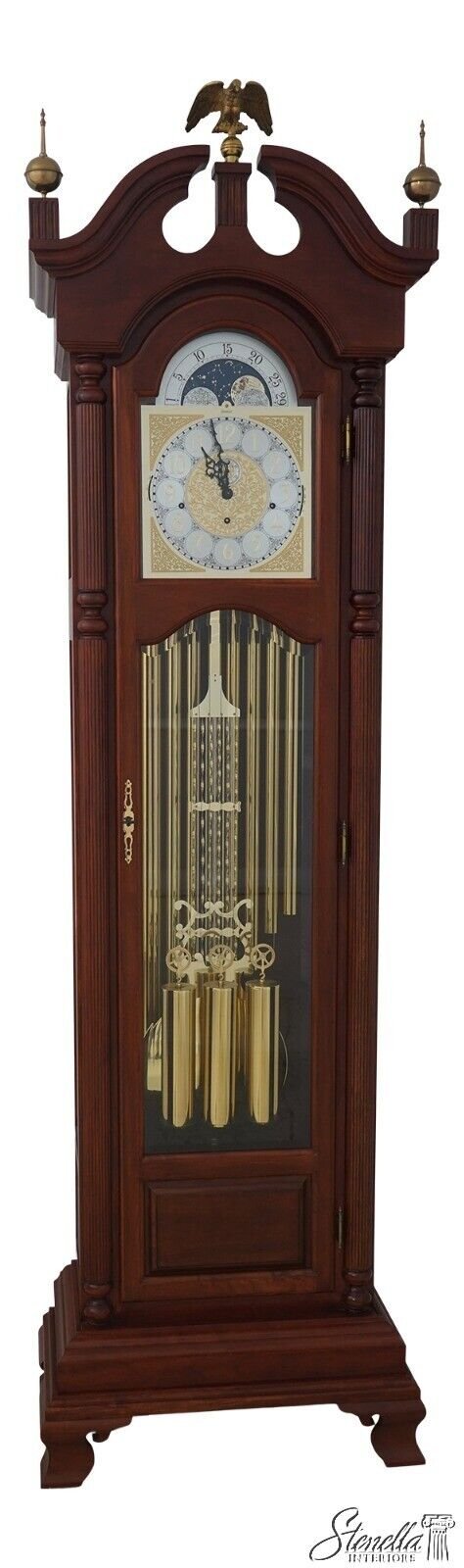 65865EC: KIENINGER Cherry Tall Case 9 Tube Grandfather Clock