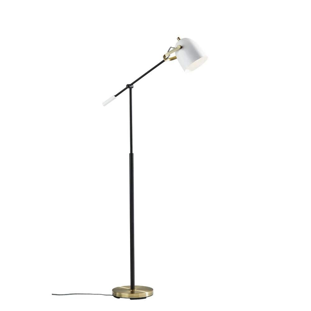 65 in. Gold and White Gold Task Tree Floor Lamp With White...
