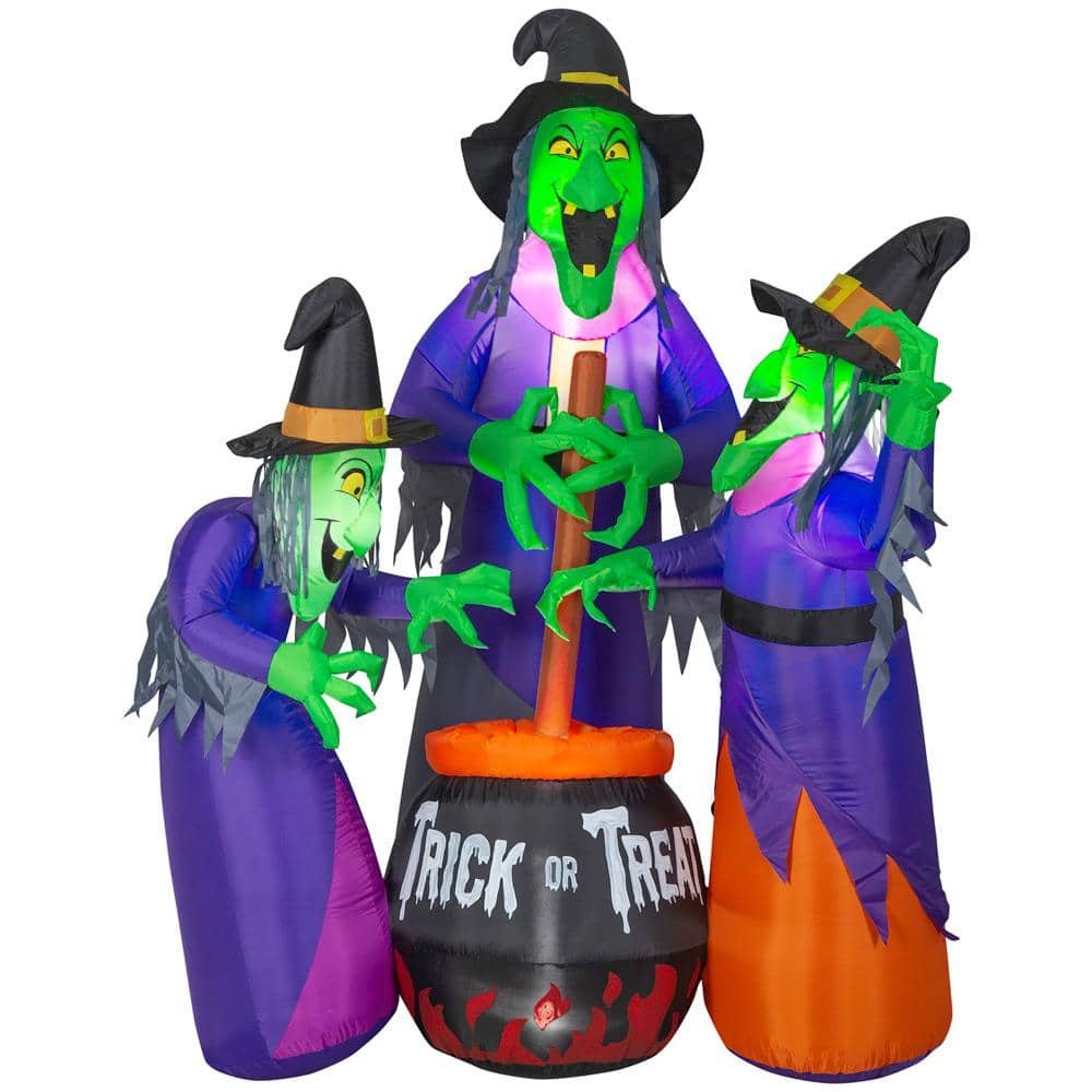 6 ft. Fire and Ice Witches with Cauldron Airblown Projection Inflatable