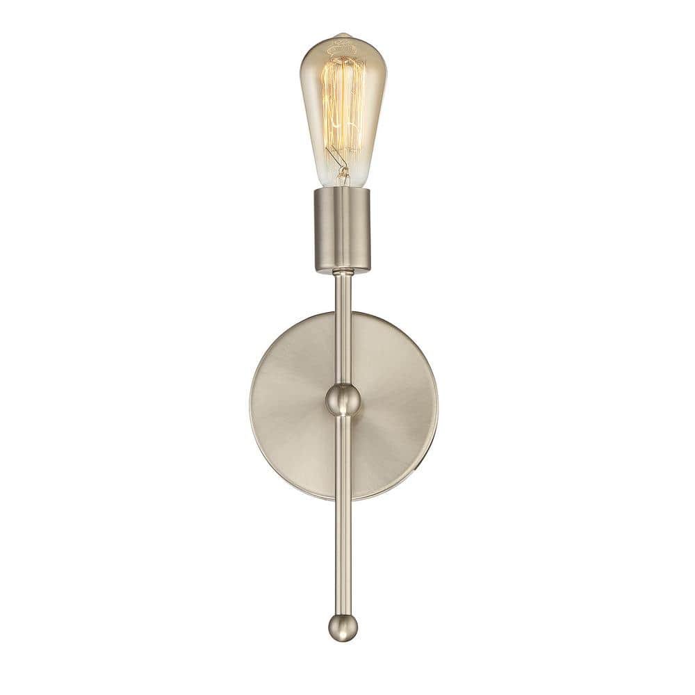 6 in. W x 12 in. H 1-Light Satin Nickel Wall Sconce...
