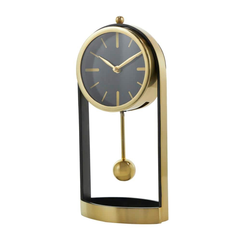 6 in. x 13 in. Gold Aluminum Tall Clock with Swinging Ball...