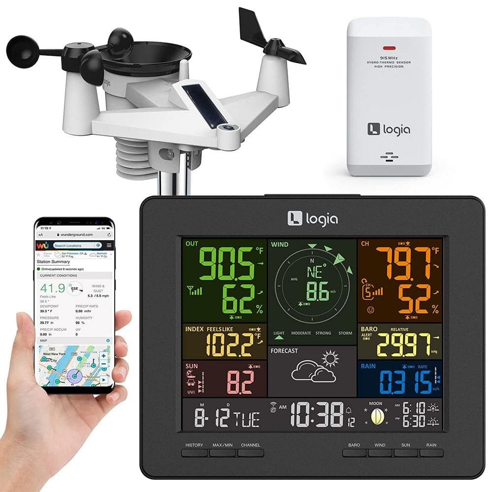 7-in-1 Self-Charging Weather Station with Wi-Fi, Solar Cell & LCD Display
